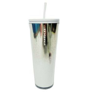 Starbucks Tumbler 2019 Holiday Gold Cascading Snow Cold Cup  24oz